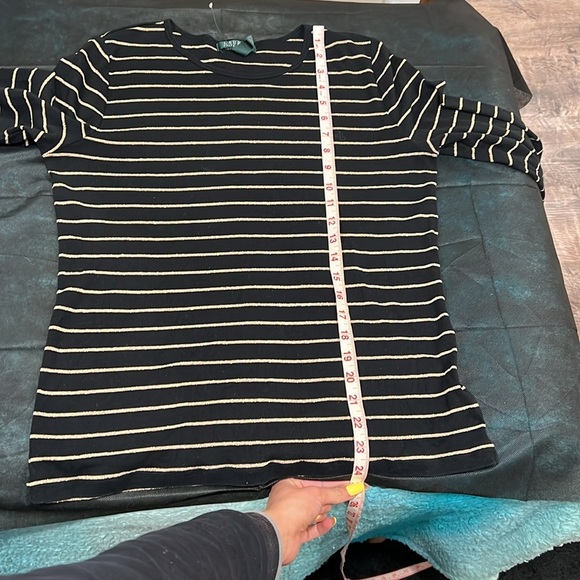 🔥Ralph Lauren Black and Shimmer Gold Striped Top🔥 - Picture 4 of 7